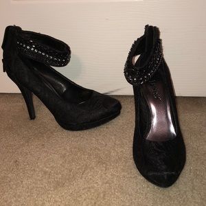 Black ankle strap heels